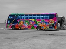 Typical Thai Bus With Graffitied Body